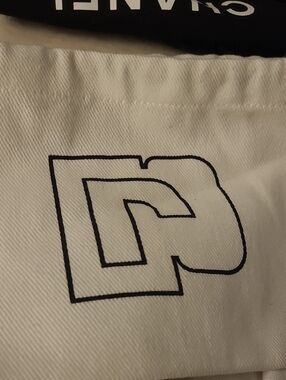 Paci Rabanne White Canvas Tote with Black Logo Print